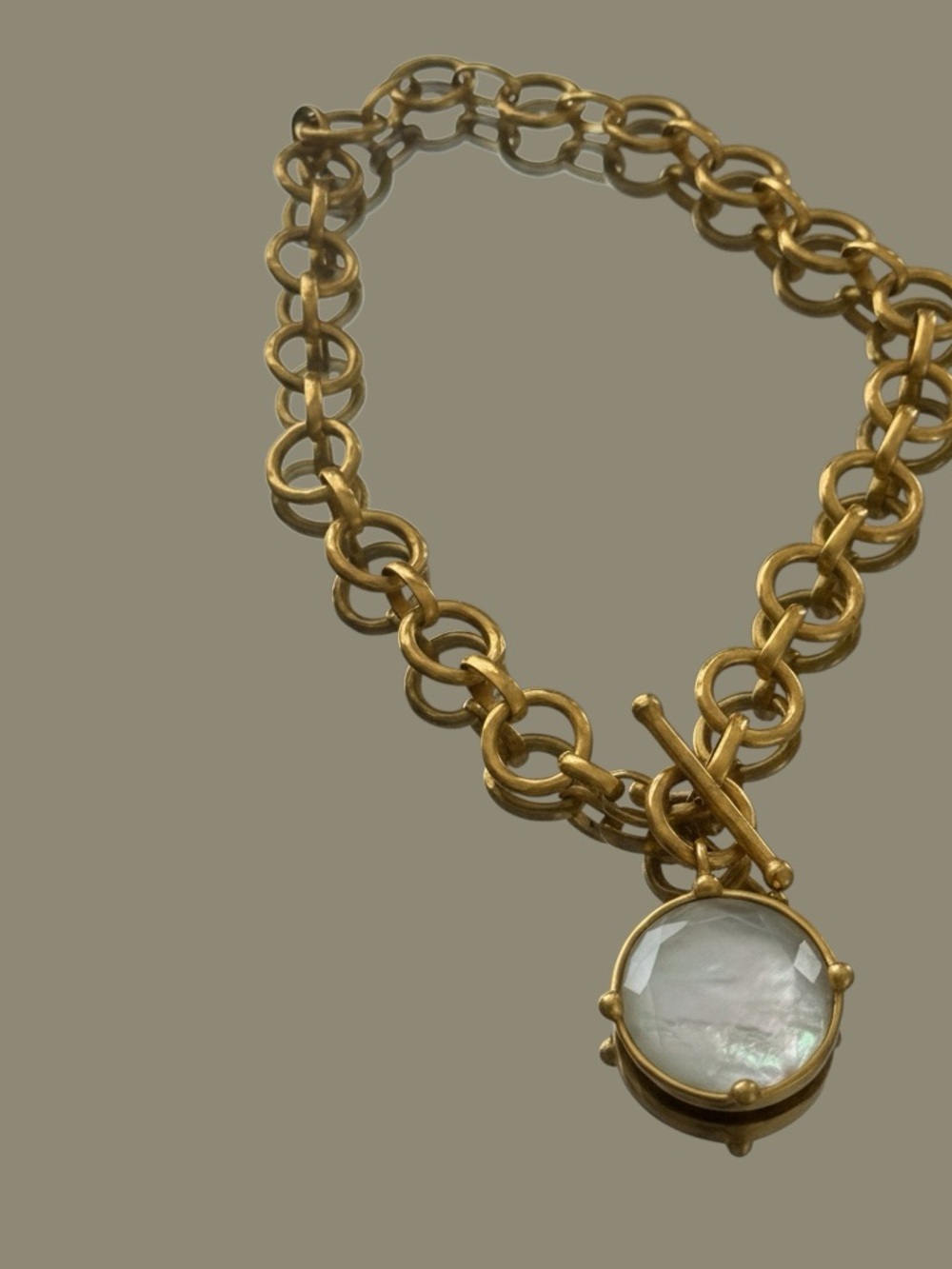 Julie Vos Gold-Tone Link Necklace with Mother-of-Pearl Disc - Picture 3 of 9